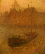 Henri Le Sidaner Boat on the Canal painting